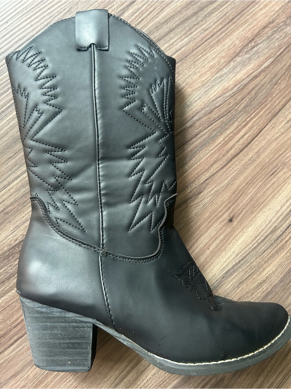 Dolls Kill Black Western Block Heel Mid-Calf Boots
